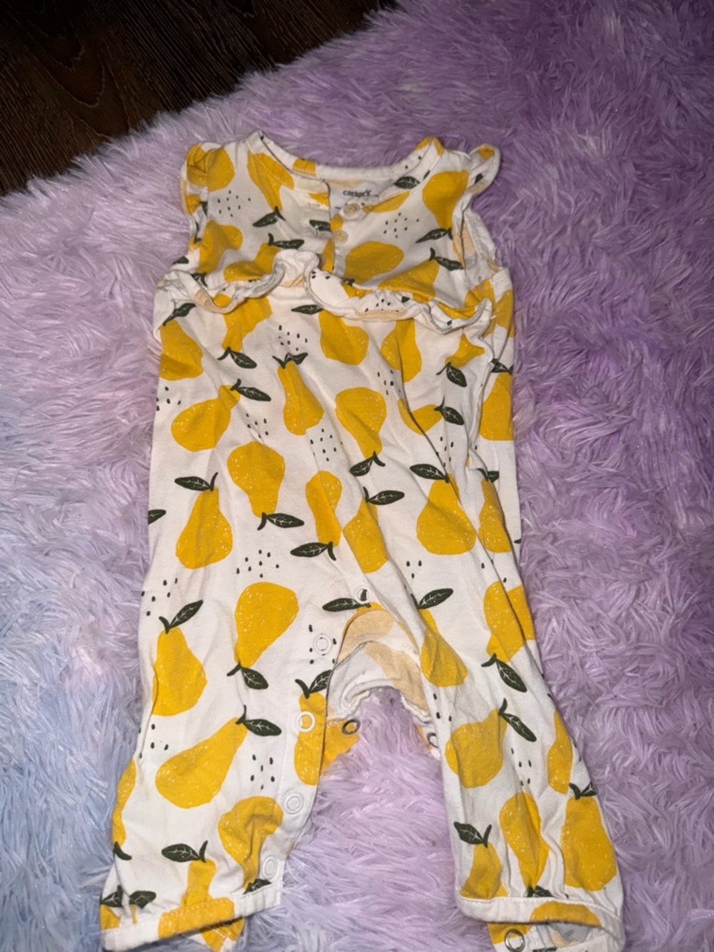 Carter's White Romper with Yellow Pear Print